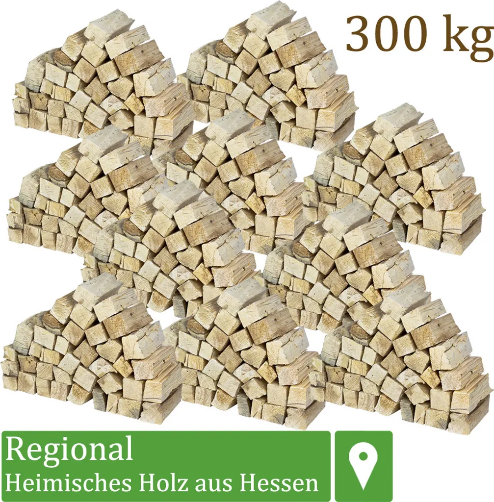 Brennholz Kaminholz Kiefer Holz 5-500 kg Für Ofen und Kamin Kaminofen Feuerschale Grill Feuerholz Holzscheite Wood 25 cm kammergetrocknet flameup, Menge:300 kg (0.81€/kg)
