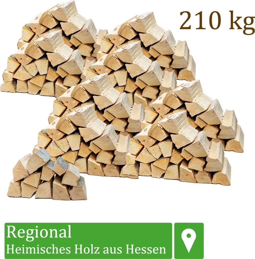 Flameup Brennholz Buche, 210 kg, 25 cm, für Ofen, Kamin, Feuerschale & Grill, luftkammergetrocknet, <18% Restfeuchte, regional aus Hessen, sofort brennbar
