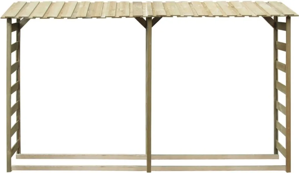 vidaXL Feuerholz-Lagerschuppen, Kiefernholz imprägniert, grün, 300x44x176 cm, verrottungsfest, schräges Dach, optimale Belüftung und Trocknung