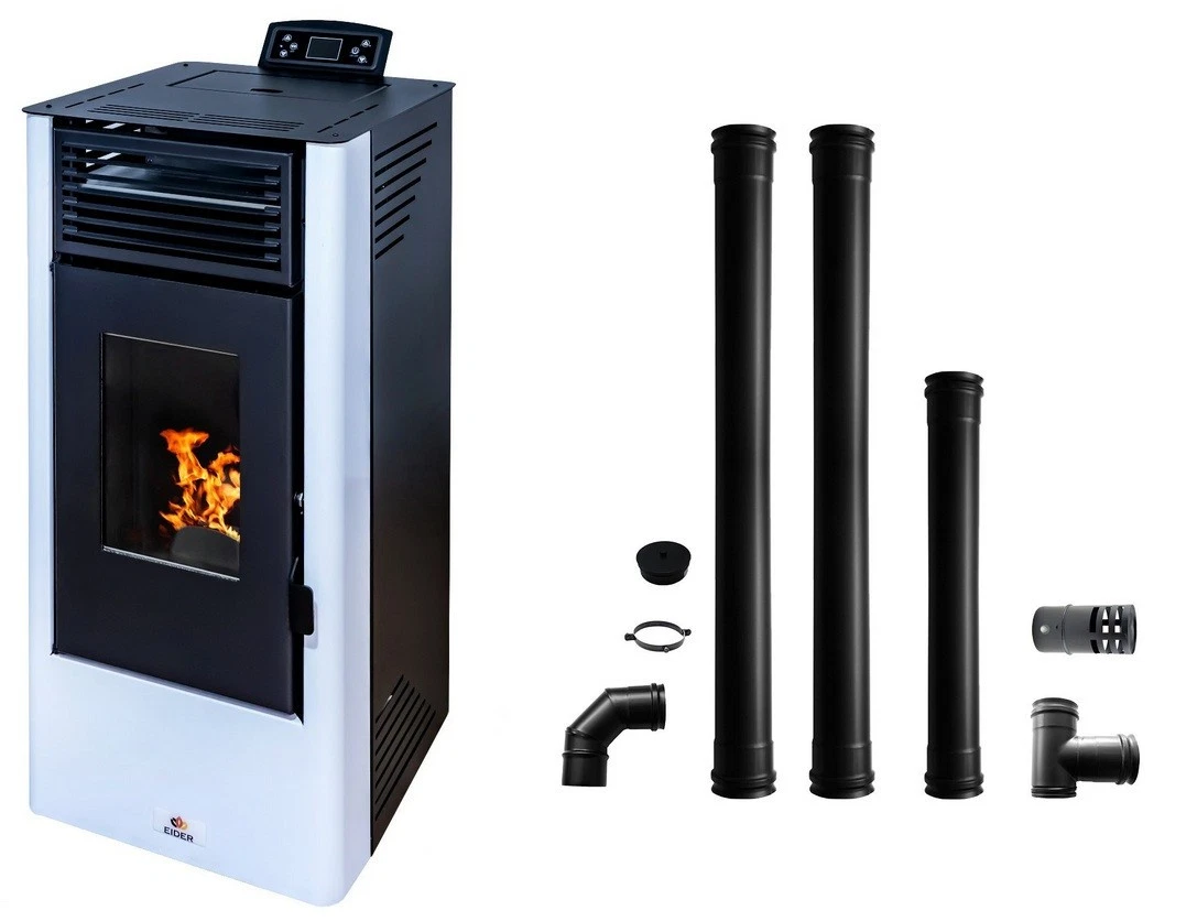 Pelletofen MIT WLAN 9 kW Komplettset Pelletheizung Kapazität 18Kg A+ Pelletkamin