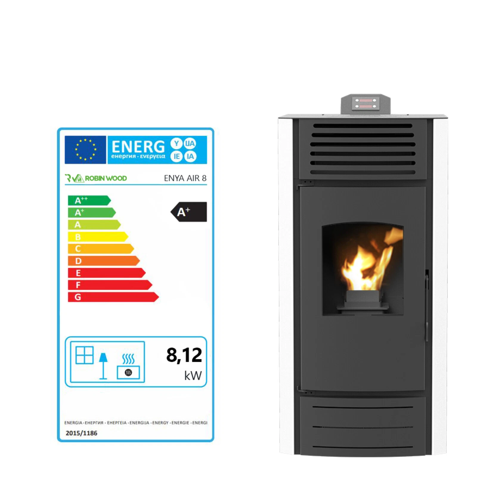 Robin Wood Pelletofen Pelletkamin Pelletheizung 8 kW mit Reglung Klasse A+