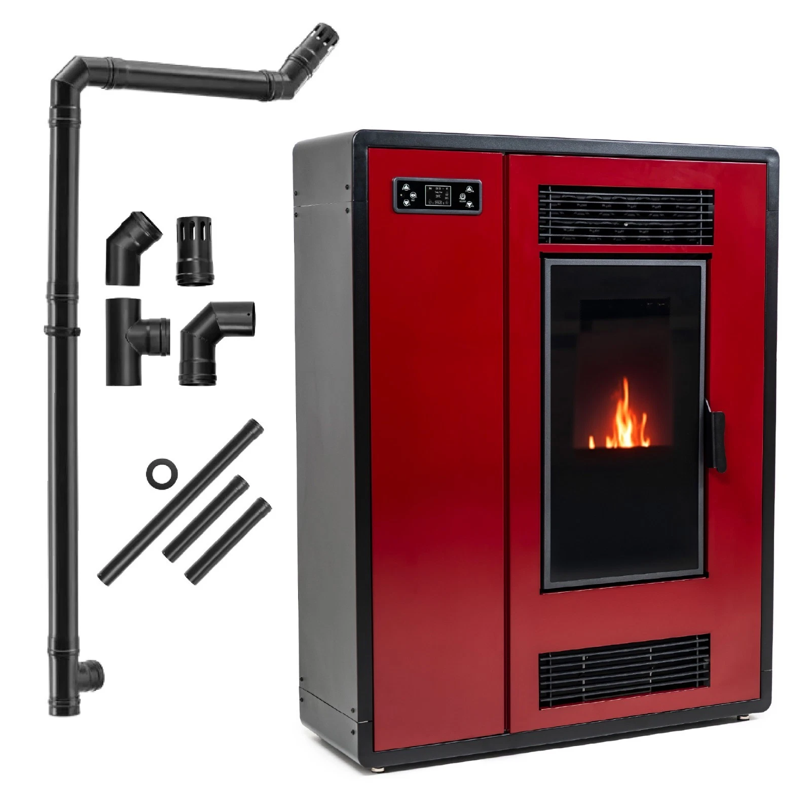 Pelletofen 12 kW Wärmeleistung Pellet Pelletheizung THUNDER® ARIA-RED